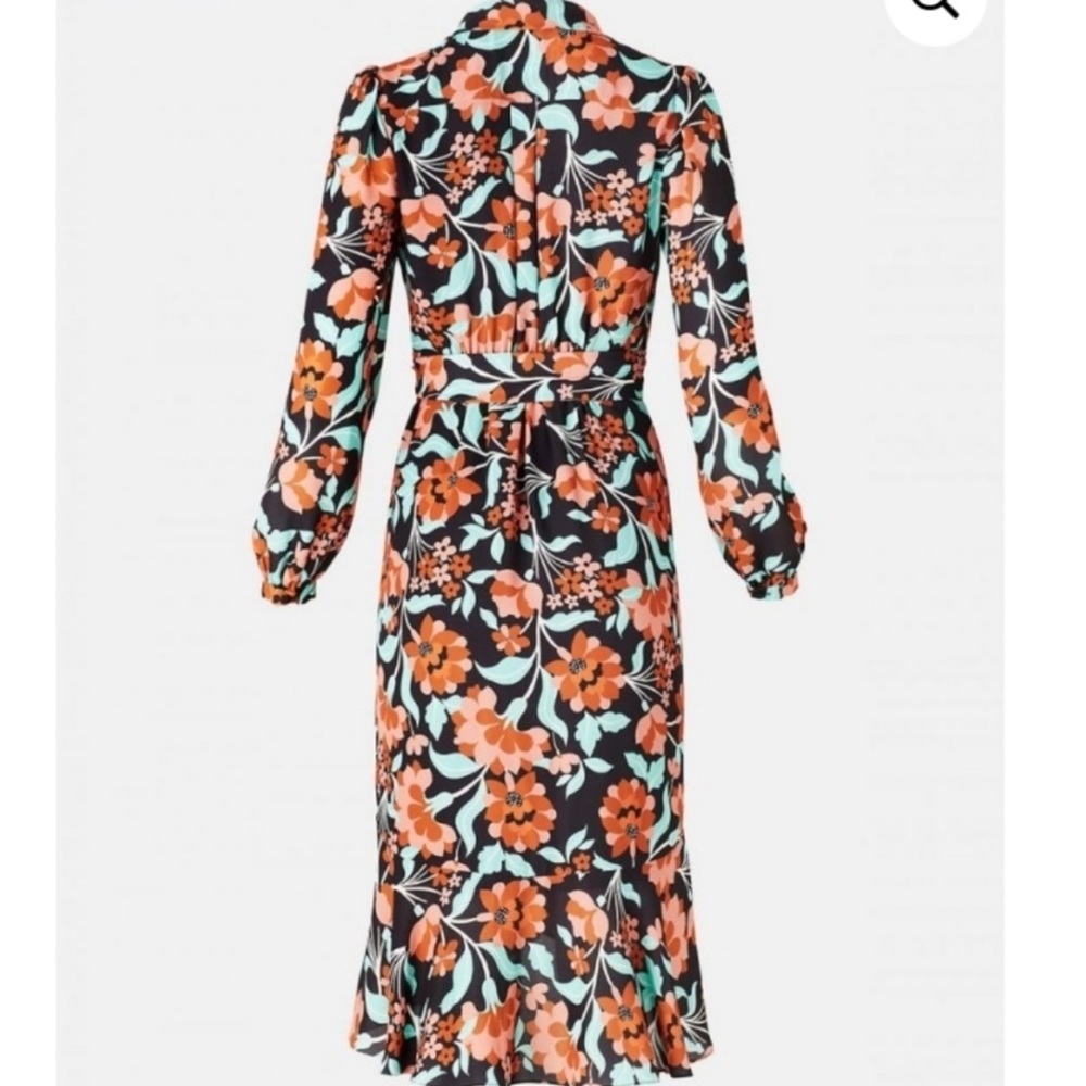 Diane Von Furstenberg Floral Wrap Dress - Black, Orange, Green - Picture 2 of 10